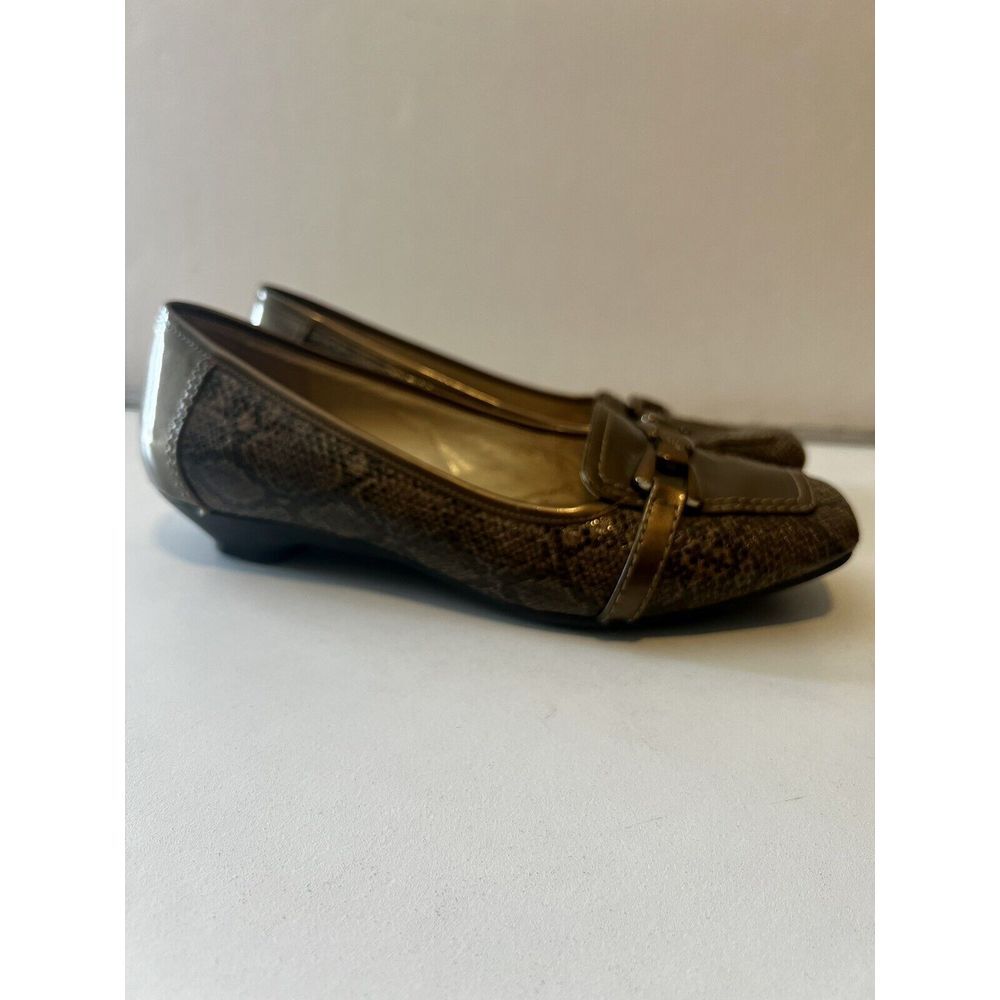 ANNE KLEIN Women's Size 8 Shoes Heel Slip Ons Snake Print iFlex AKJUSTINE3